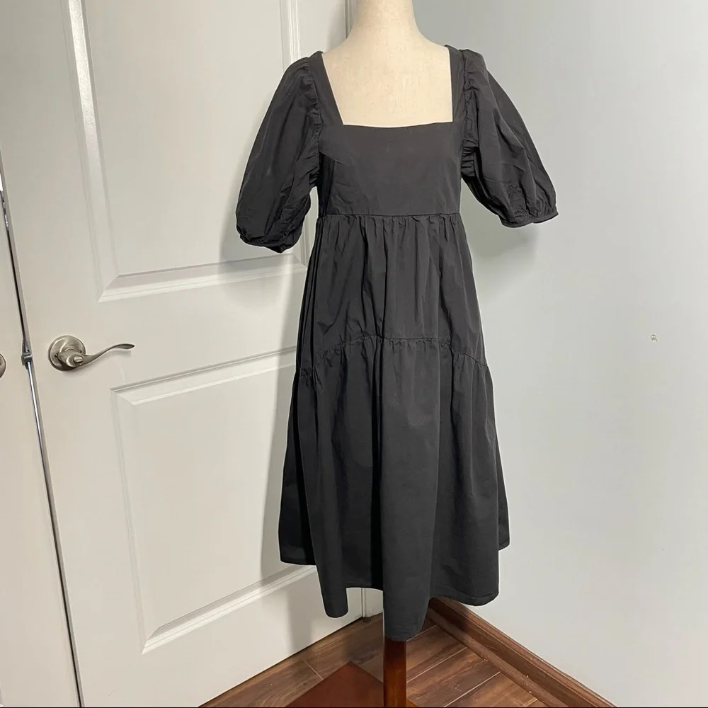 Know One Cares Black Puff Sleeves Tiered Dress size S - Picture 6 of 11